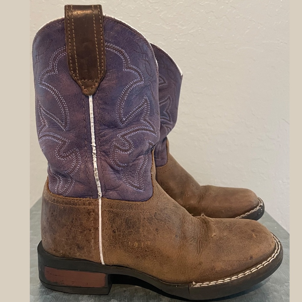 Roper Little Girls Medium Brown Leather Vamp - Purple - 11